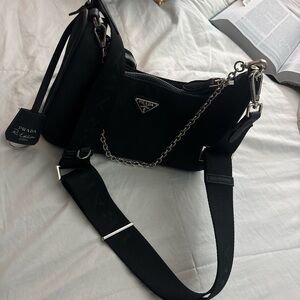 Prada Black Crossbody Bag with Chain Detail